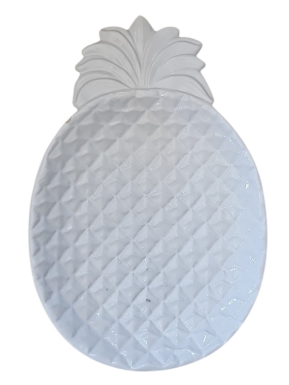 Creative Co-Op Pineapple Platter White Ceramic Serving Tray Coastal Decor